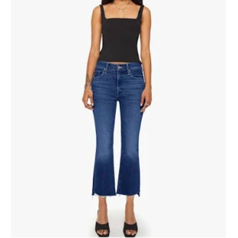 MOTHER Insider Crop Step Fray Jeans Not Rough Enough Blue High Rise 28 Designer